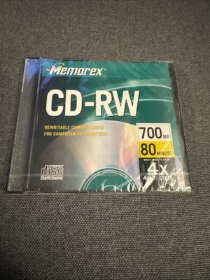 Memorex CD-RW Rewritable  4x Multi-Speed, 700MB, 80 Minutes w/ Slim Jewel Case