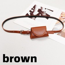Womens Girl PU Leather Belt with Decorated Mini Waist Bag Waistband Solid Casual