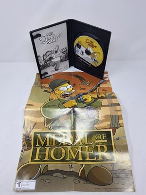Simpsons Game (Sony PlayStation 2, 2007) W Manual & Medal Of Homer Poster Tested