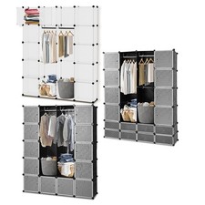 Steckregal Kleiderschrank Regalsystem DIY Schrank 12-20 F&auml;cher Schwarz Wei&szlig;