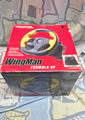 Logitech WingMan Formula GP Steering Wheel Pedals Manuals CD PC Gaming Racing