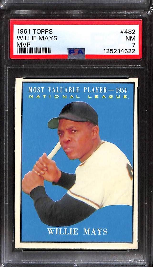 1961 TOPPS #482 Willie Mays (MVP) PSA 7 NM 125214622