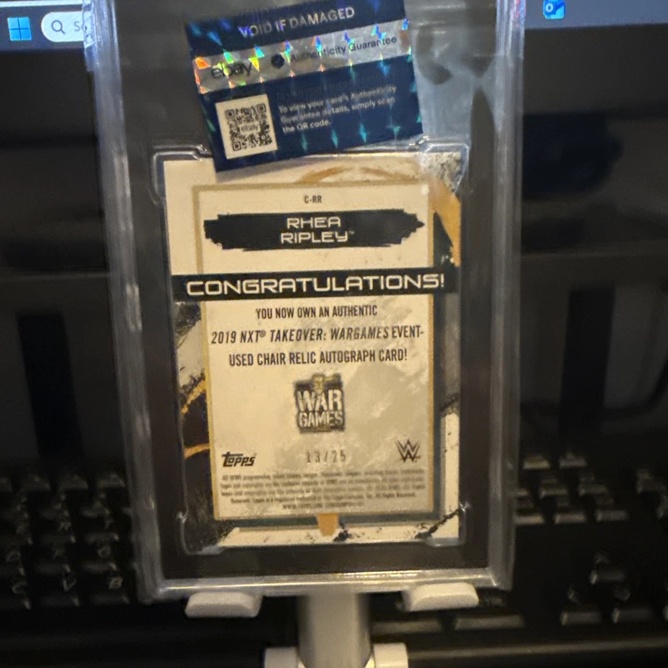 2020 TOPPS WWE FULLY LOADED AUTO CHAIR RELIC RHEA RIPLEY PURPLE 13/25 SGC 10/9.5 - Image 4 of 4