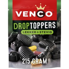 DROPTOPPERS LEKKER STEVIG  225 G -  LECKERE INTENSIVE LAKRITZMISCHUNG  BY VENCO