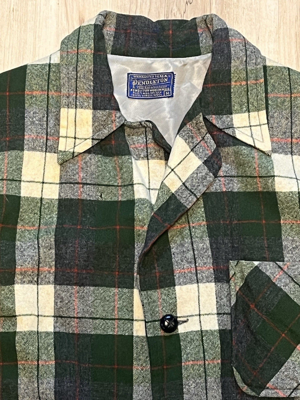 Vtg 60s Pendleton medium 3 Button Blazer Green Pl… - image 2