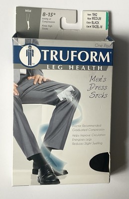 Truform Leg Health - Medium (7.5 - 10) Black Knee High Men's Dress Socks - 1942