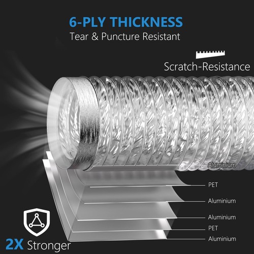 HOOMESUN 4" Dryer Vent Hose, 3FT Heavy Duty Aluminum Ducting Kit (6-Ply) - Picture 7 of 7