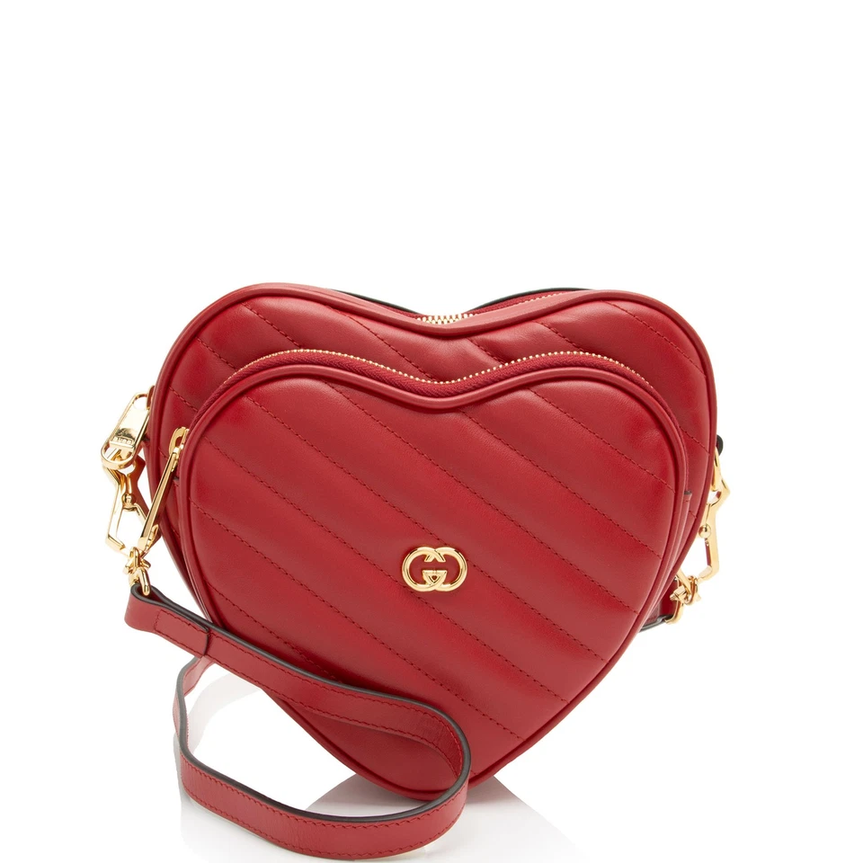 Gucci Matelasse Leather Interlocking G Heart Mini Shoulder Bag