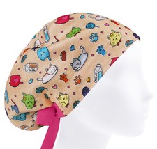 Nurse Cap for Women, Scrub Caps Cats, Surgical Hats Milk, Vet Tech Surgeon Hat