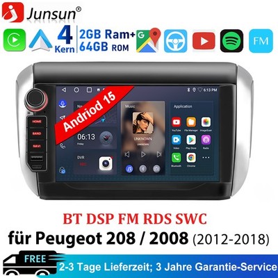 Androd 15 Autoradio Für Peugeot 208/2008 2012-2018 Navi BT WiFi RDS SWC Carplay
