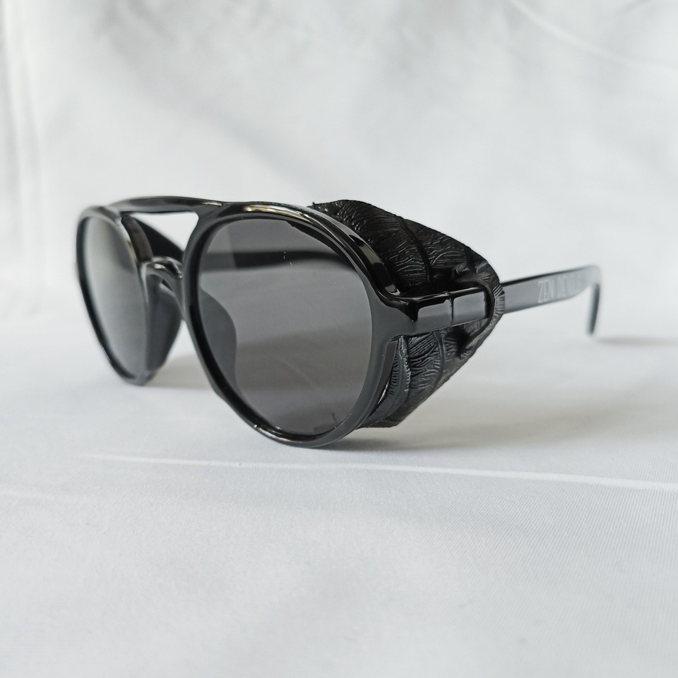 Zen Devils - Glacier Sunglasses Black Round Side Shields Snow Mountain Steampunk