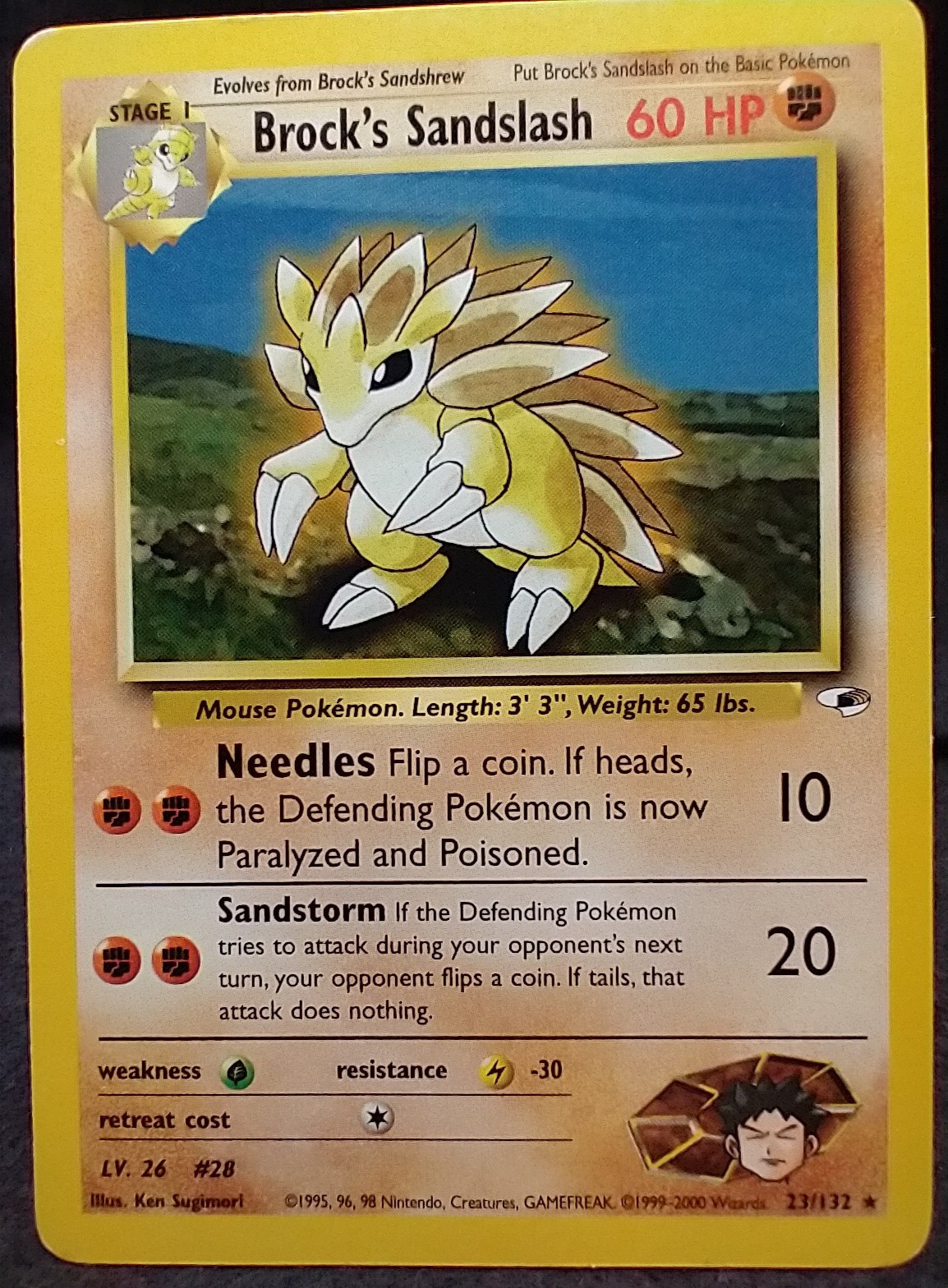 Brock's Sandslash 23/132 Non Holo Rare Gym Heroes Pokemon Card #AC3