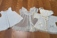 Vintage Baby Christening Gown Set w/ Bonnet  Slip White Baptism Dress