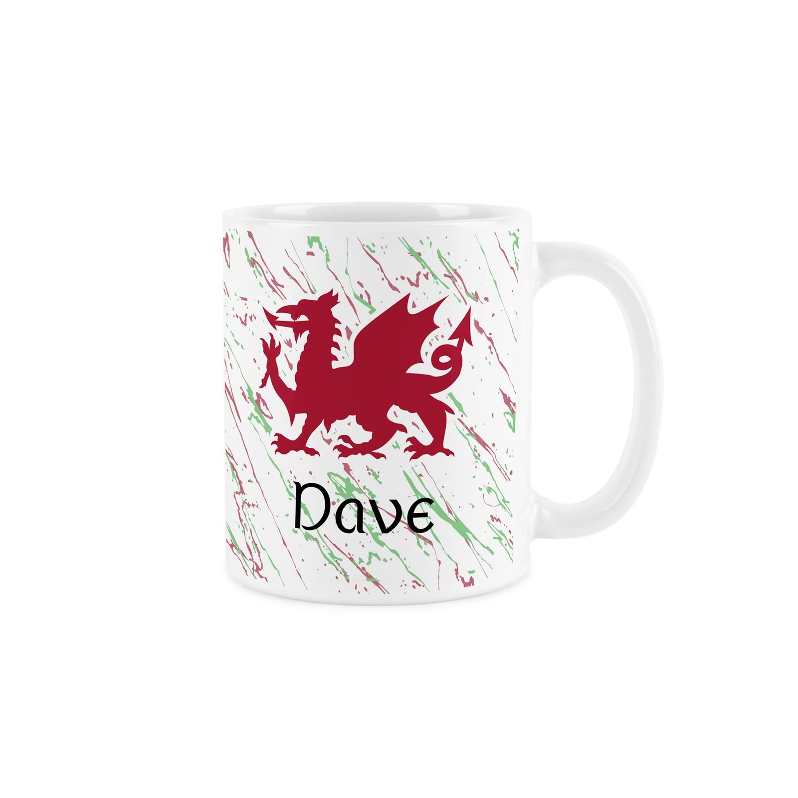 Personalised Welsh Dragon Mug - Red & Green Wales Souvenir Name Gift