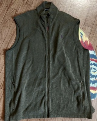Ralph Lauren Sweater Vest Mens 2xl FULL ZIP Cotton pockets green RL Polo jacket