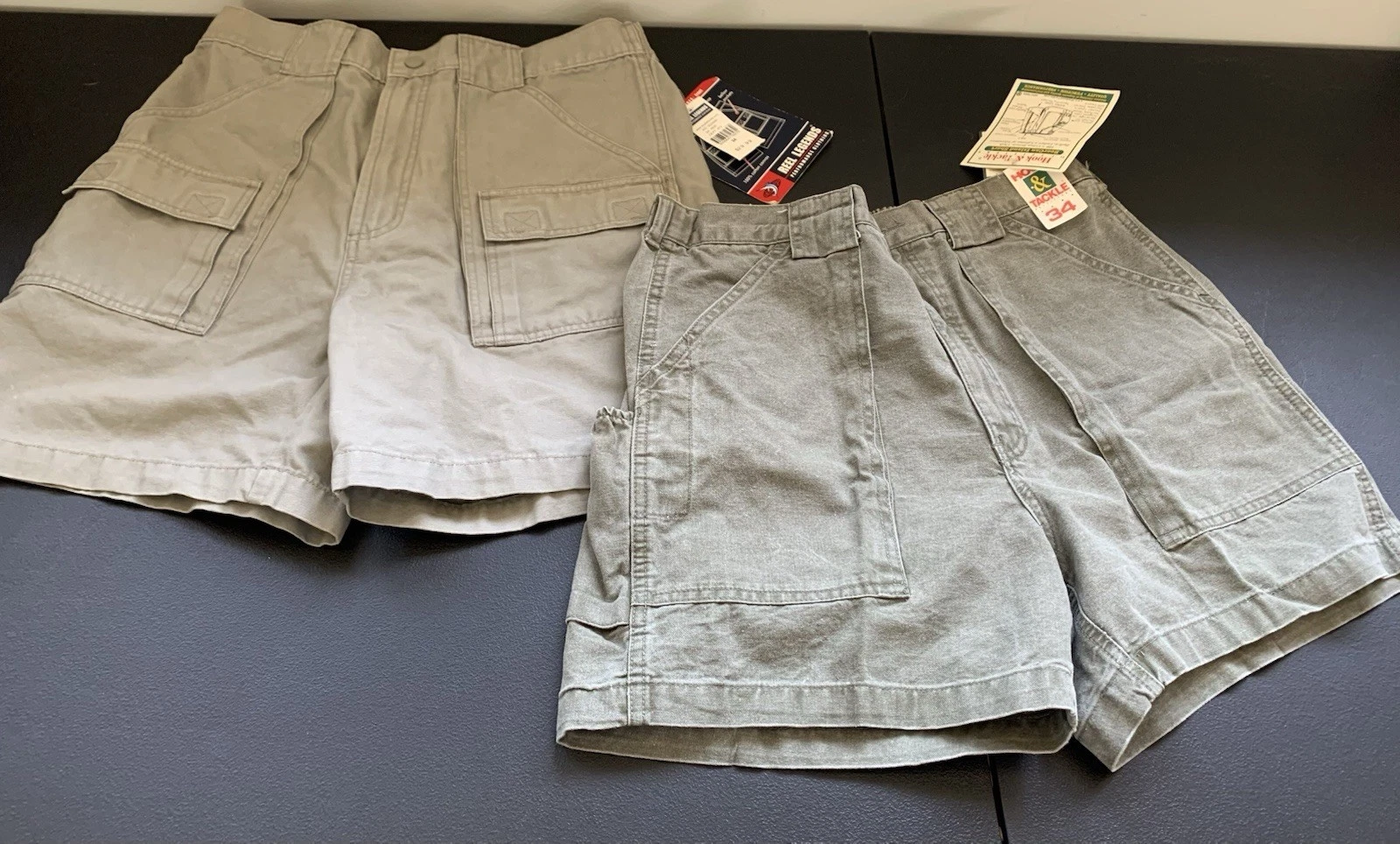 2 Pairs Men's Khaki Reel Legends Fishing Cargo Shorts Size 34 New