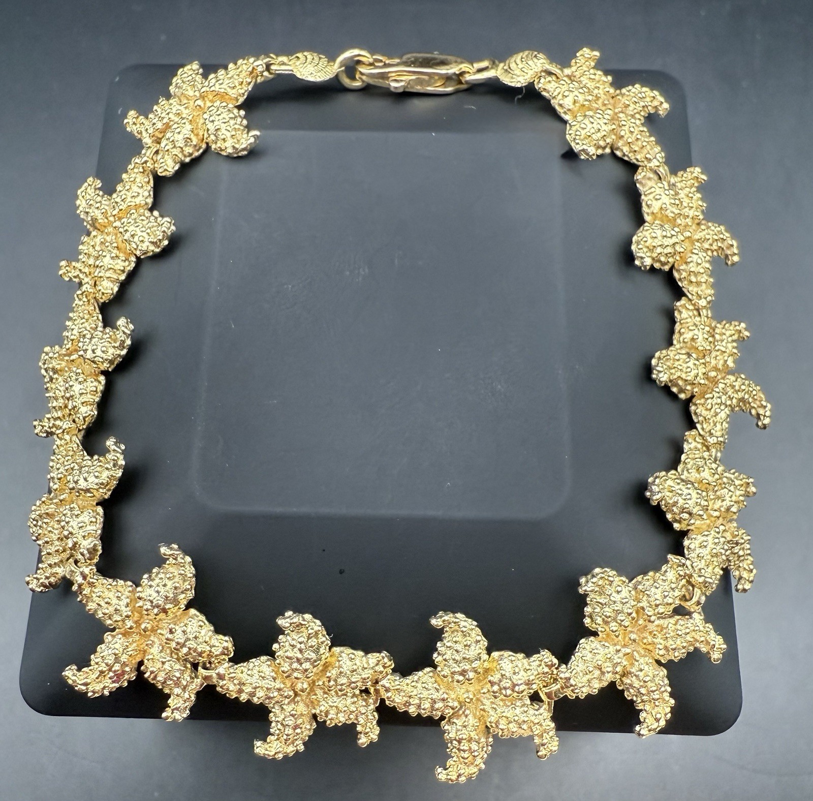 14K Solid Yellow Gold Ocean Theme 3D  Textured St… - image 3