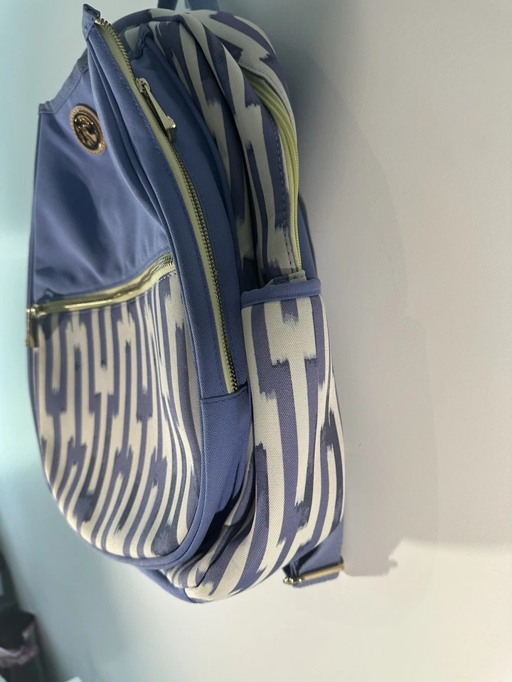 Mochila Bolso de Mano Spartina 449 Cuero Azul/Púrpura/Neón Estampado Abstracto Pañales Foto 4 de 4