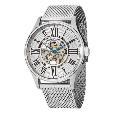 Stuhrling Original 747M.01 747M 01 Atrium Elite Automatic Mesh Mens Watch