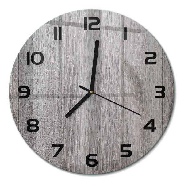 Runde Glas-Wanduhr Als Runde Wanduhr Aus Glas Holz Schwarze Zeiger Fi30 Cm-image