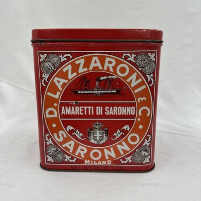 D. Lazzaroni & C. Saronno Amaretti Biscotti Cookie Tin Italy Vintage 