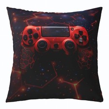 Kids Red Black Gamer Throw Pillow Covers Gaming Pillow Covers Game Square Cus...