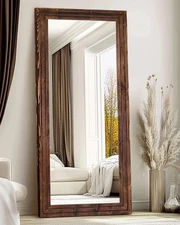 Full Length Mirror 71"x30" Solid Wood Frame Floor Large Mirror for Living Roo...