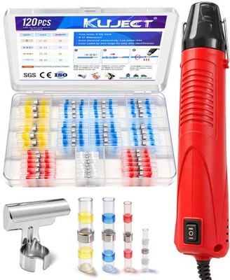 Kuject Mini Heat Gun, 120PCS Solder Seal Wire Connectors Kit, 350W Dual-Temp ...