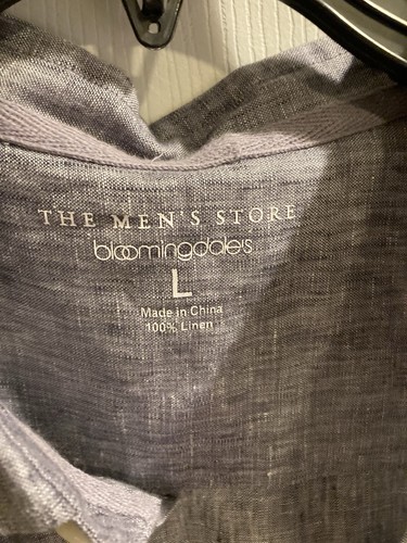 The Men's Store at Bloomingdale's Leinenhemd normale Passform LS grau Größe Large gebraucht, in einwandfreiem Zustand - Bild 2 von 9