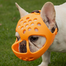 Short Snout Dog Muzzles,Soft Silicone Adjustable Breathable Bulldog Muzzle for B