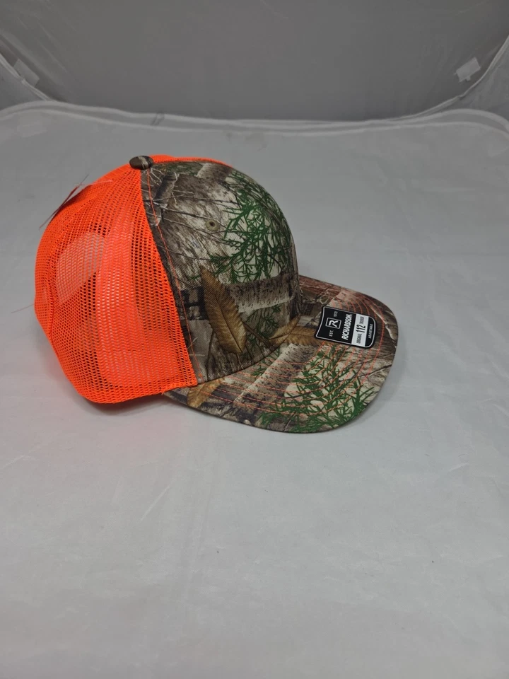 Richardson Camo Trucker Hat Blaze Orange Mesh Outdoorsman Hunting Cap Adjustable - Image 3 of 4