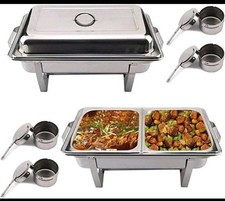 9L/8Q 4 Pack Chafer Chafing Dish Sets Pans Stainless Steel Catering Food Warmer