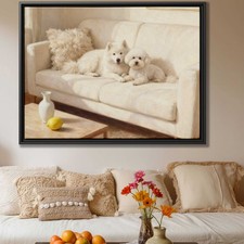 Samoyed Bichon Frise Dog Oil Painting Canvas Wall Art for Pet Lovers Decor