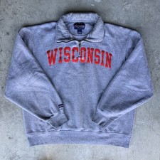 Vintage Quarter-Zip University of Wisconsin Badgers Sweatshirt Sweater Size L
