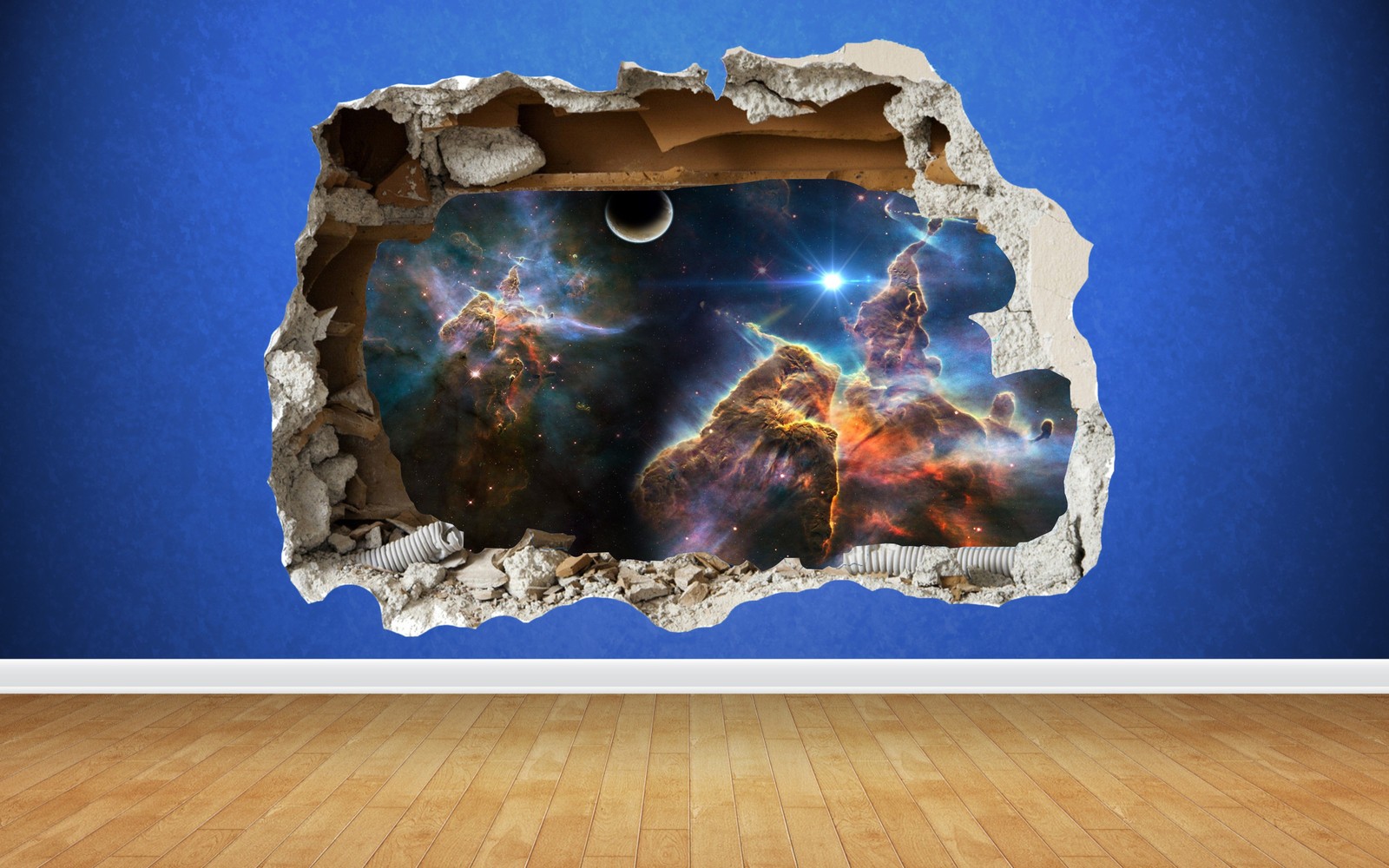 Space Wall Sticker Nebula Galaxy Smashed Wall Full Colour art decal