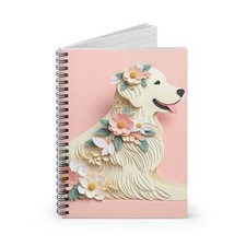 Spiral Notebook Ruled Line Side Profile of Golden Retriever Papercraft Design 1