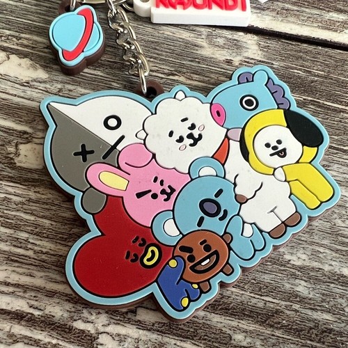 BT21 BTS Keychain Round 1 Arcade Blue Character K-Pop Rubber Wrist Strap New - Picture 4 of 7
