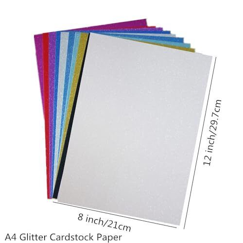 20 Blatt Weiß Glitzer Cardstock Papier zum Selbermachen Kunst Projekt Sammelalbum Geburtsda... - Bild 2 von 7