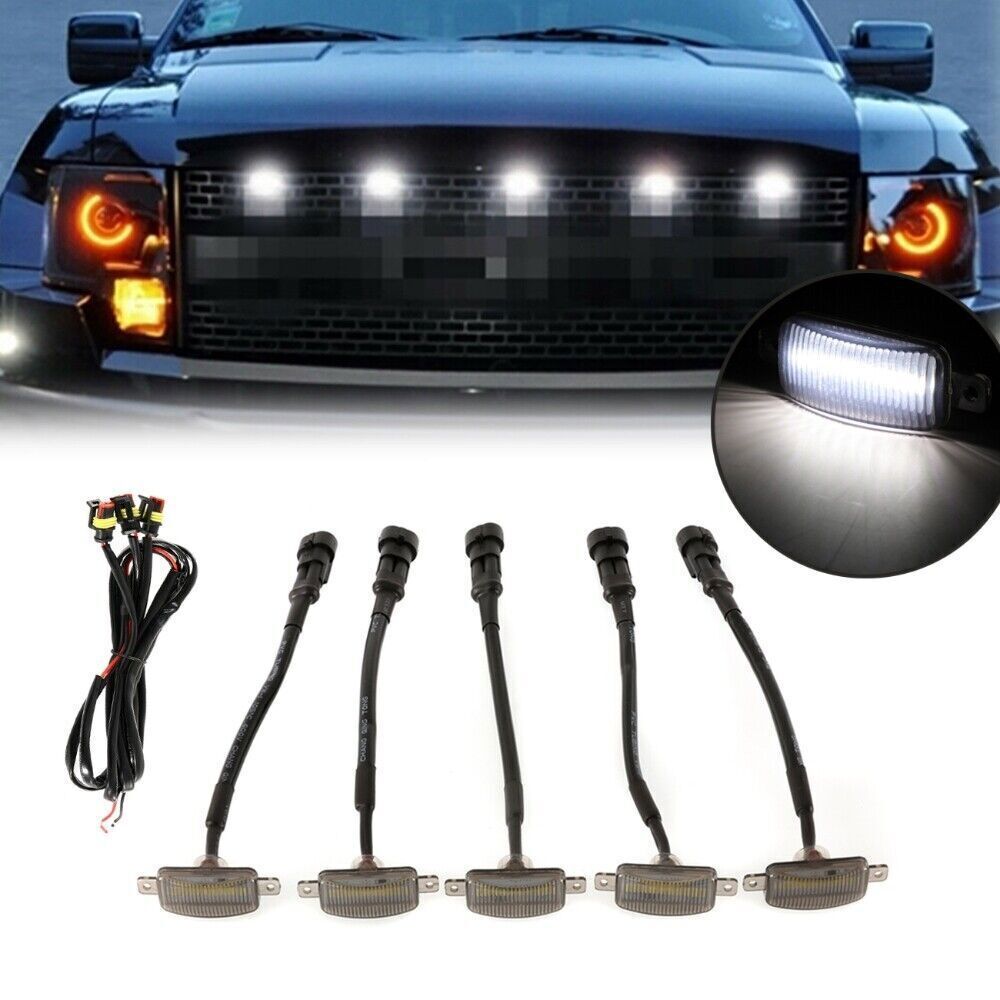 5-Piece White LED Light Kit For Toyota Tundra Grille (2008-2022) - Raptor Style