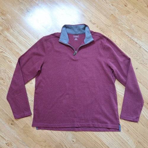 LL BEAN Herren 1/4 Zip Top 100% Baumwolle weinrot XL Lagenlook Outdoor Basic Golf Bik