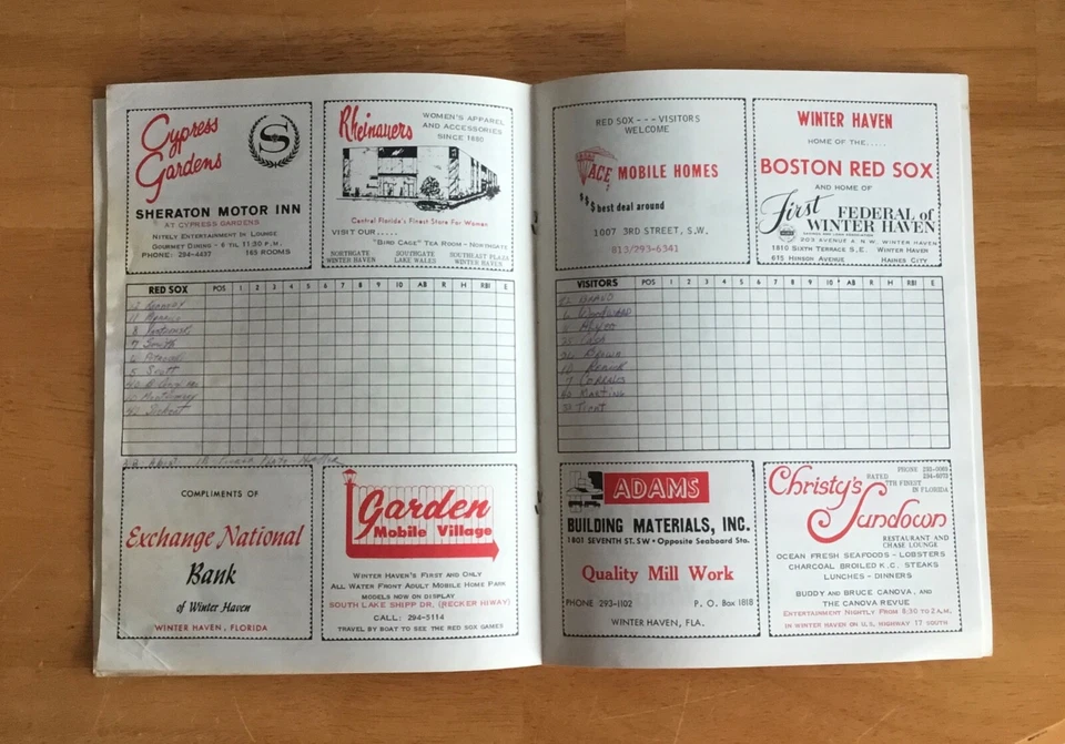 1971 Boston Red Sox Official MLB Baseball Spring Training Program Scorecard Rare - Image 2 of 3