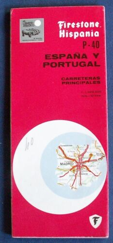 VINTAGE ANNÉES 1970 ESPAGNE PORTUGAL carte pliante FEUILLE DE ROUTE voyage automobile PIERRE DE FEU TOURISTIQUE - Photo 1/7