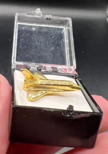 Vintage NASA Space Shuttle Tie Tack Lapel Hat Pin Gold Tone by Adsco 1"