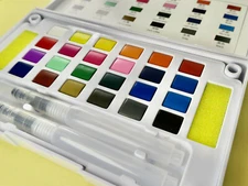24 Color portable Watercolor Paint Set - Solid Pigment, Travel 