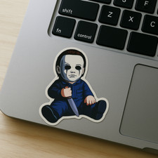baby michael myers , caricature , funny , stickers , autocollant