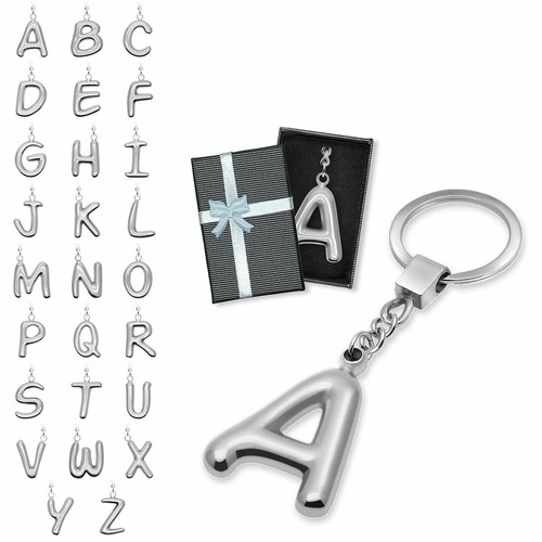 massiver 3D Buchstaben Schlüsselanhänger Schlüsselbund Clip silber Alphabet A-Z - 第 1/27 張圖片