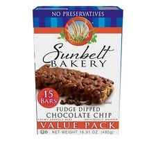Sunbelt Bakery Fudge Dipped Chocolate Chip Chewy Granola Bars, 30-1.1 OZ Bars (2