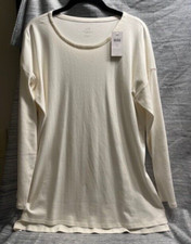 NWT SIZE M J JILL SIMPLY SUPIMA CREW NECK LS TUNIC/TOP IN CREAM