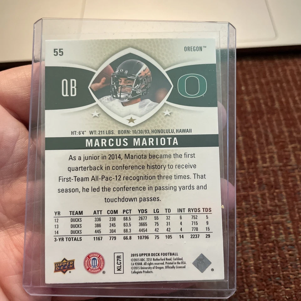 MARCUS MARIOTA 2015 UPPER DECK STAR ROOKIES RC!- OREGON!! - Image 2 of 2