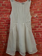 Mayoral Big Girl White Geometric Pattern lined Dress size 18